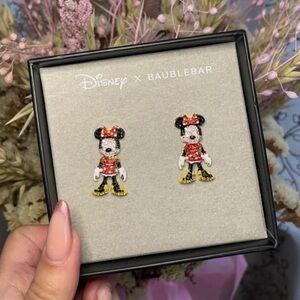 NEW IN BOX Disney x BaubleBar Minnie Mouse Pavé Crystal Statement Earrings